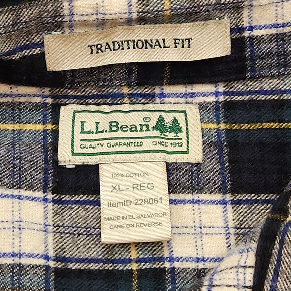 VTG L.L. Bean Flannel Shirt Men XL Long Sleeve Button Down Plaid Traditional Fit - Picture 2 of 3